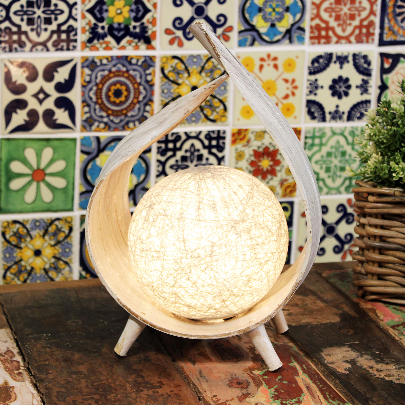 Lampă Naturală de Cocos - Alb Spălat 4 Lampă Naturală de Cocos - Alb Spălat - imagine 2