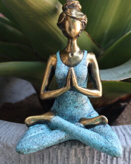 Statuie Yoga Lady – Bronz – Turcoaz 24 cm
