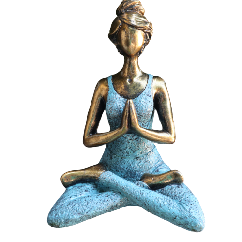 Statuie Yoga Lady - Bronz - Turcoaz 24 cm