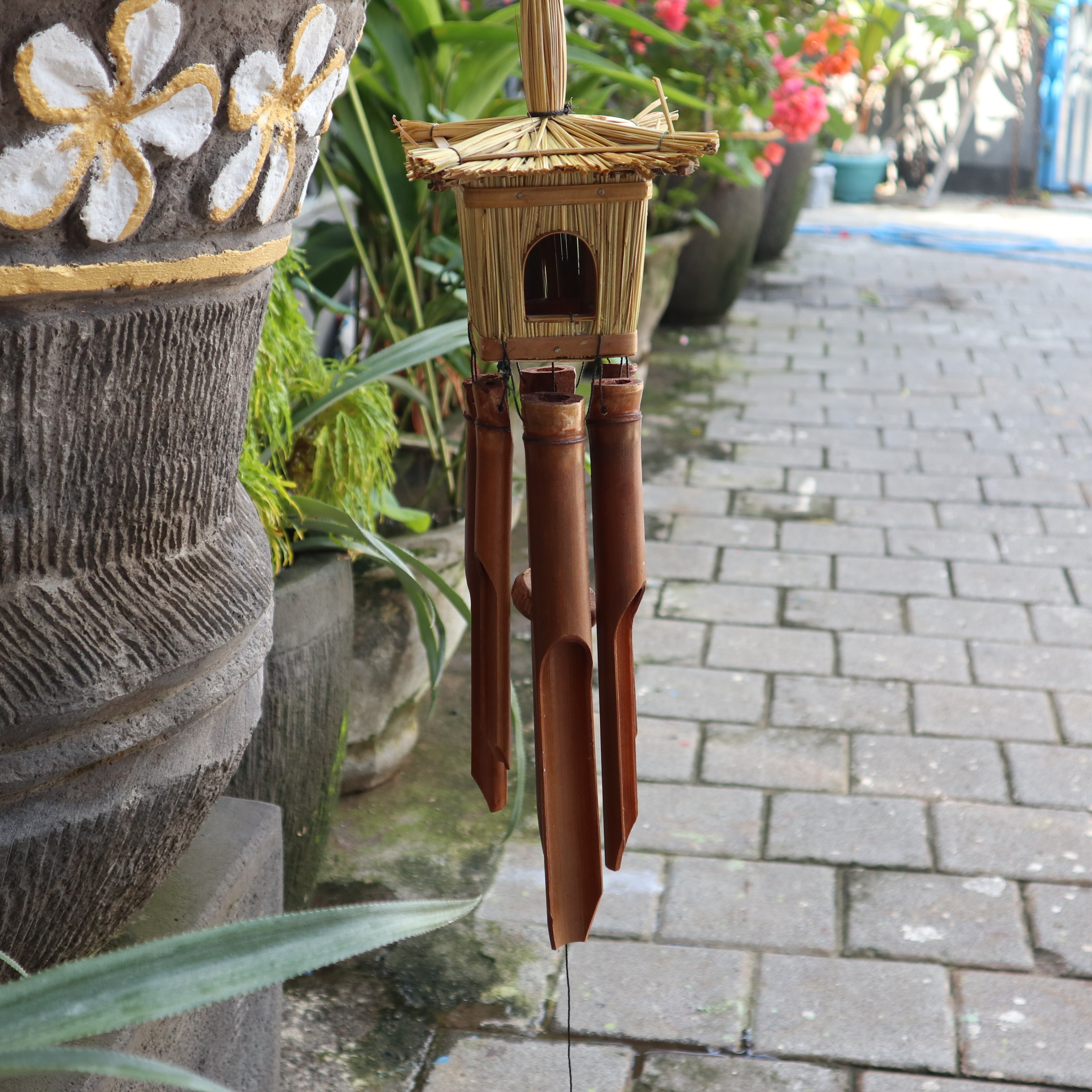 Cutie pătrată pentru păsări din iarbă de mare cu clopoței 49x15cm