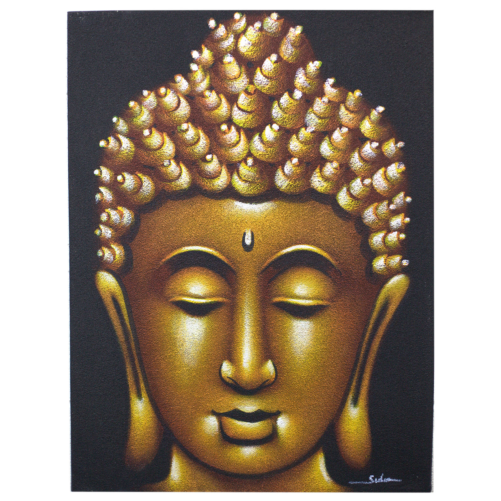 Pictura Buddah - Finisaj cu nisip auriu