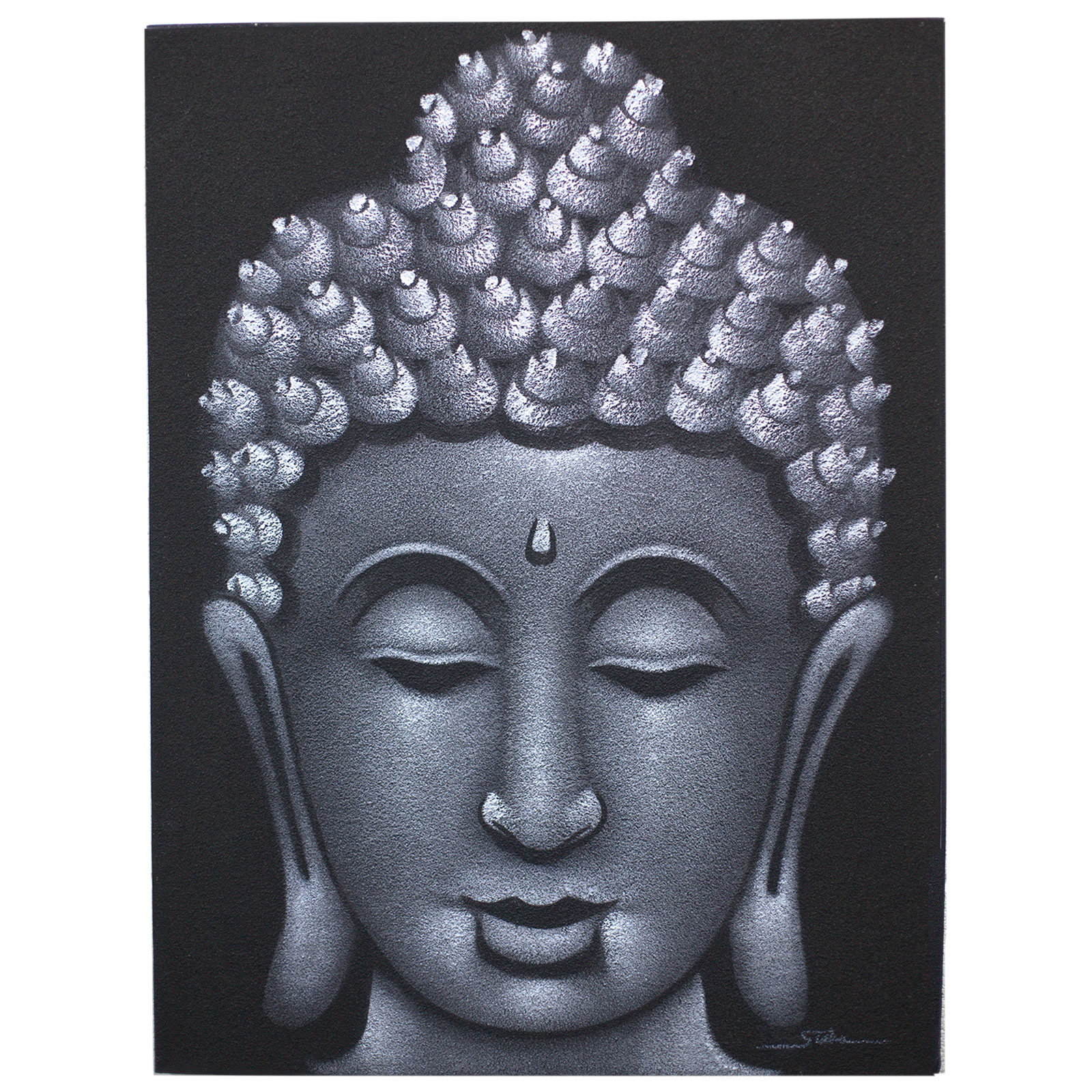 Pictura Buddah - Finisaj gri nisip 1 Pictura Buddah - Finisaj gri nisip
