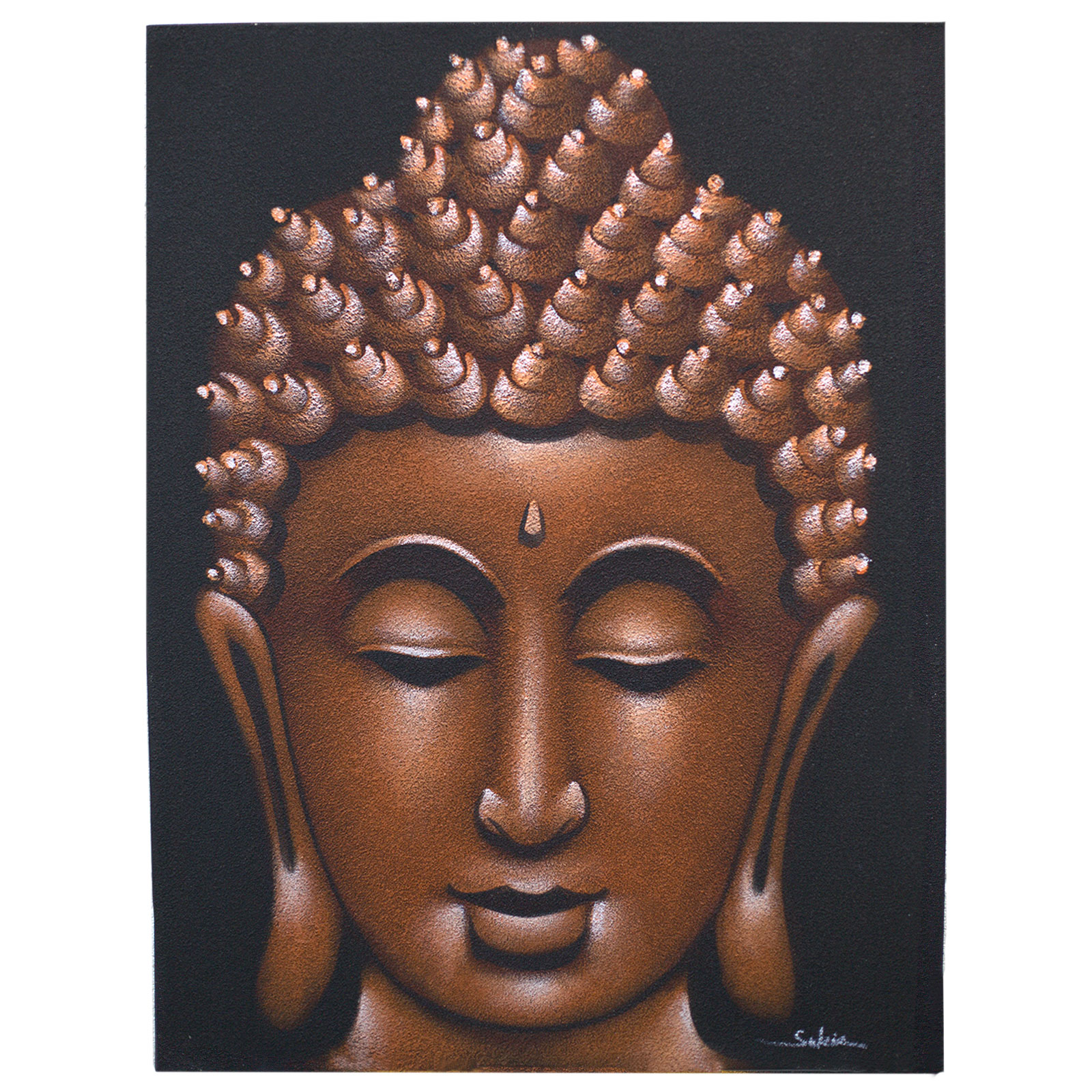 Pictura Buddah - Finisaj cu nisip de cupru 2 Pictura Buddah - Finisaj cu nisip de cupru