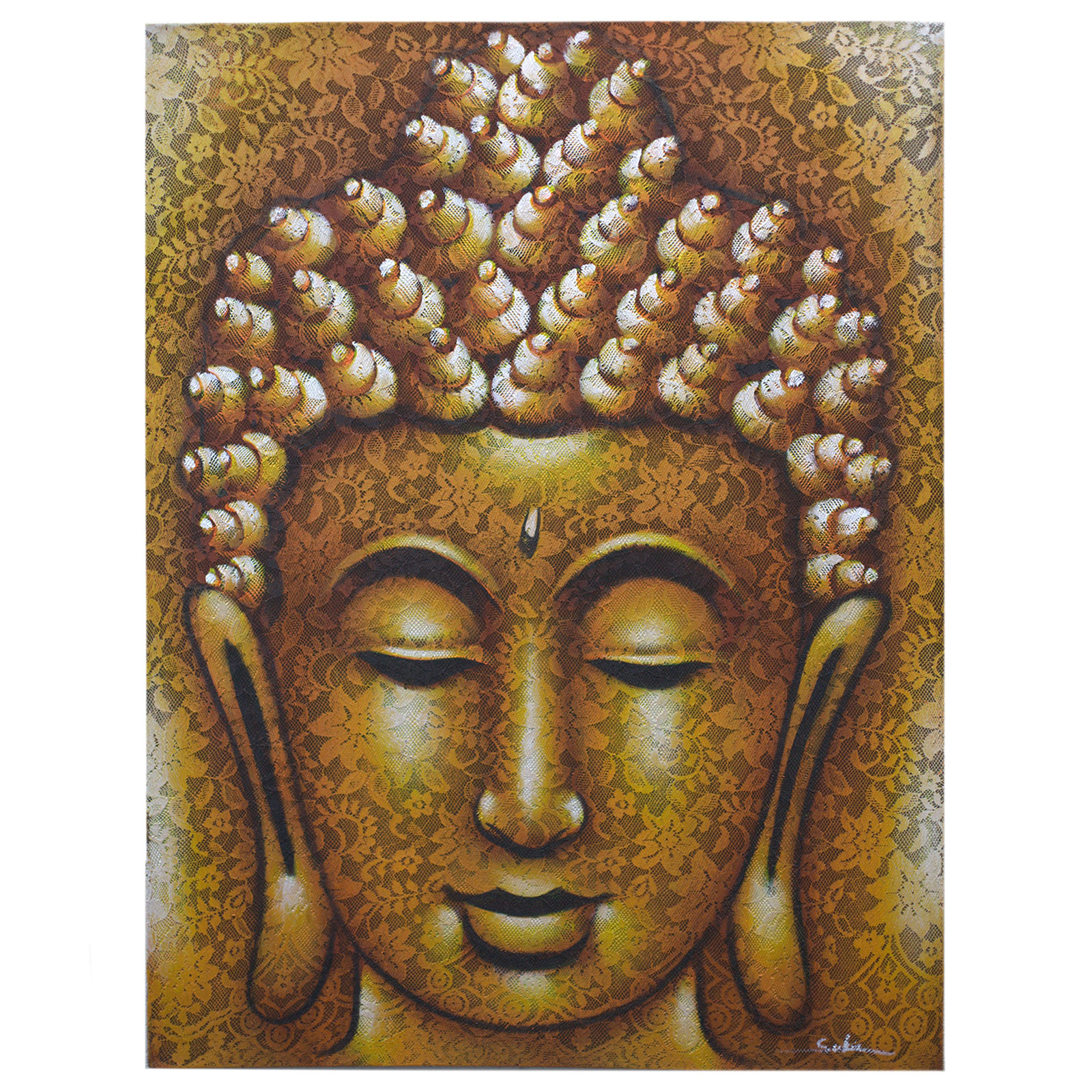 Pictura Buddah - Detaliu Brocart Auriu