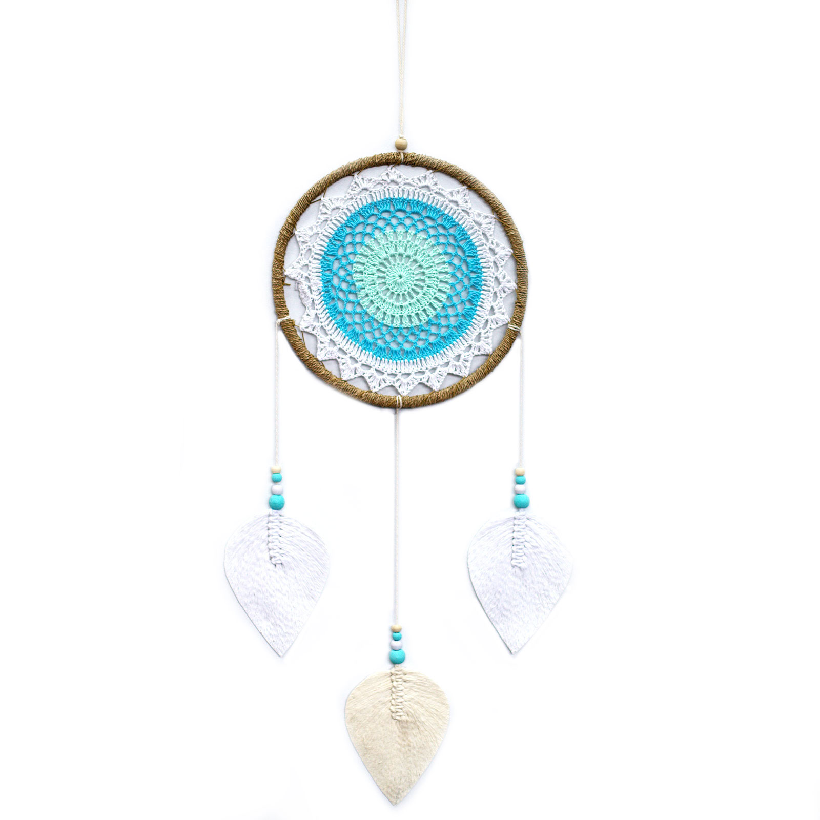 Dream Catcher (Prinzător de Vise) - Mare - Turcoaz - Elemente