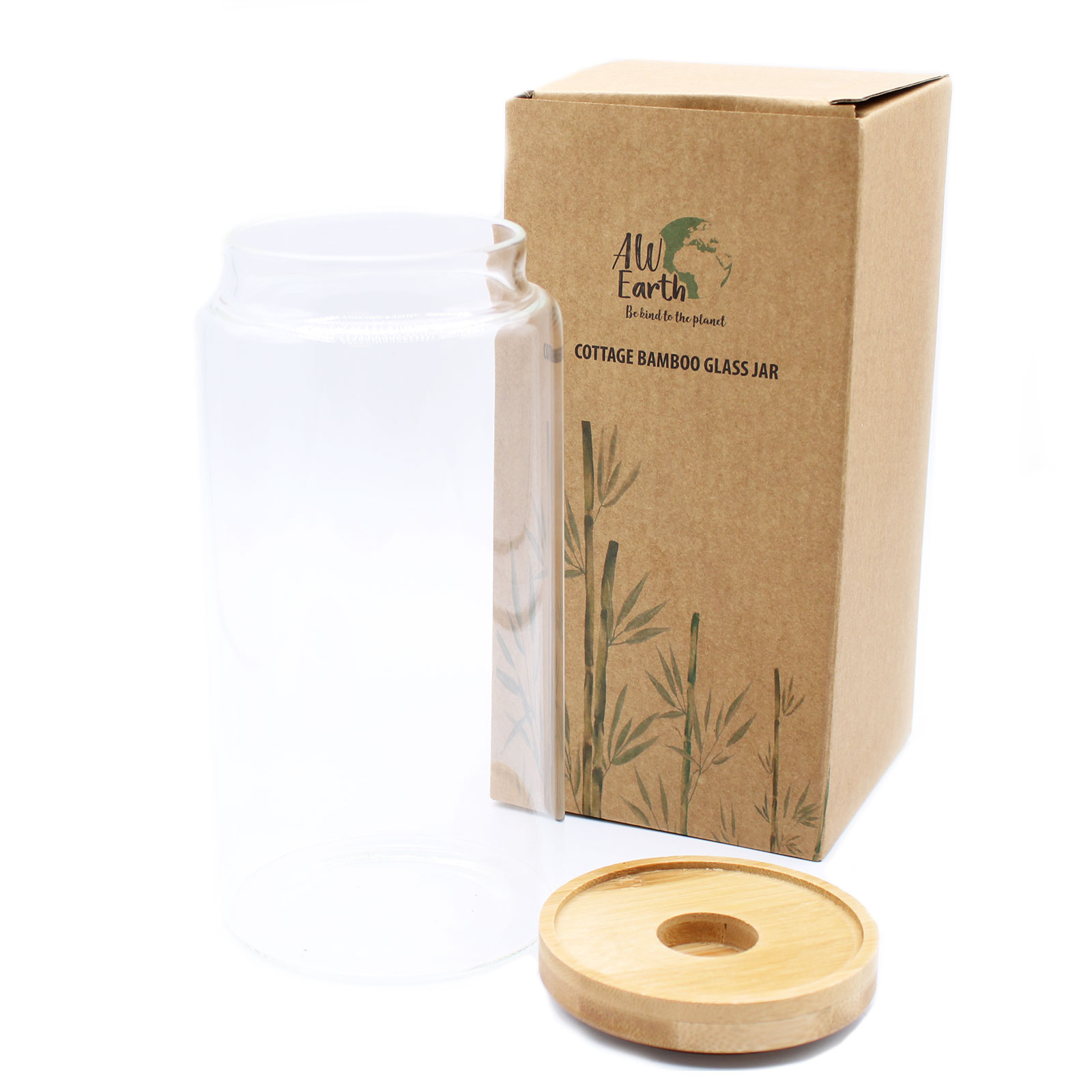 Borcan de Sticlă cu Capac din Bambus - 15cm 2 Borcan de Sticlă cu Capac din Bambus - 15cm