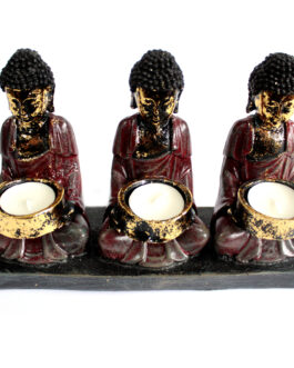 Buddha antic – Suport pentru lumânări pentru trei devotați