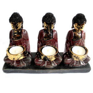 Buddha antic - Suport pentru lumânări pentru trei devotați 22 Buddha antic - Suport pentru lumânări pentru trei devotați