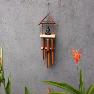 Cariloni de Bambus - Natural - Buddha Negru - 6 Tuburi 2 Cariloni de Bambus - Natural - Buddha Negru - 6 Tuburi