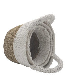 Set coș cu iarbă de mare – alb natural