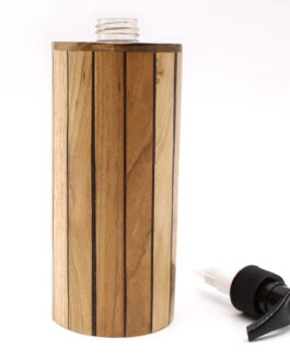 Dozator de Săpun din Lemn de Tec Natural – Rotund