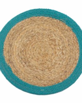 Șervet Natural – Iută și Bumbac 30cm – Bordură Turcoaz