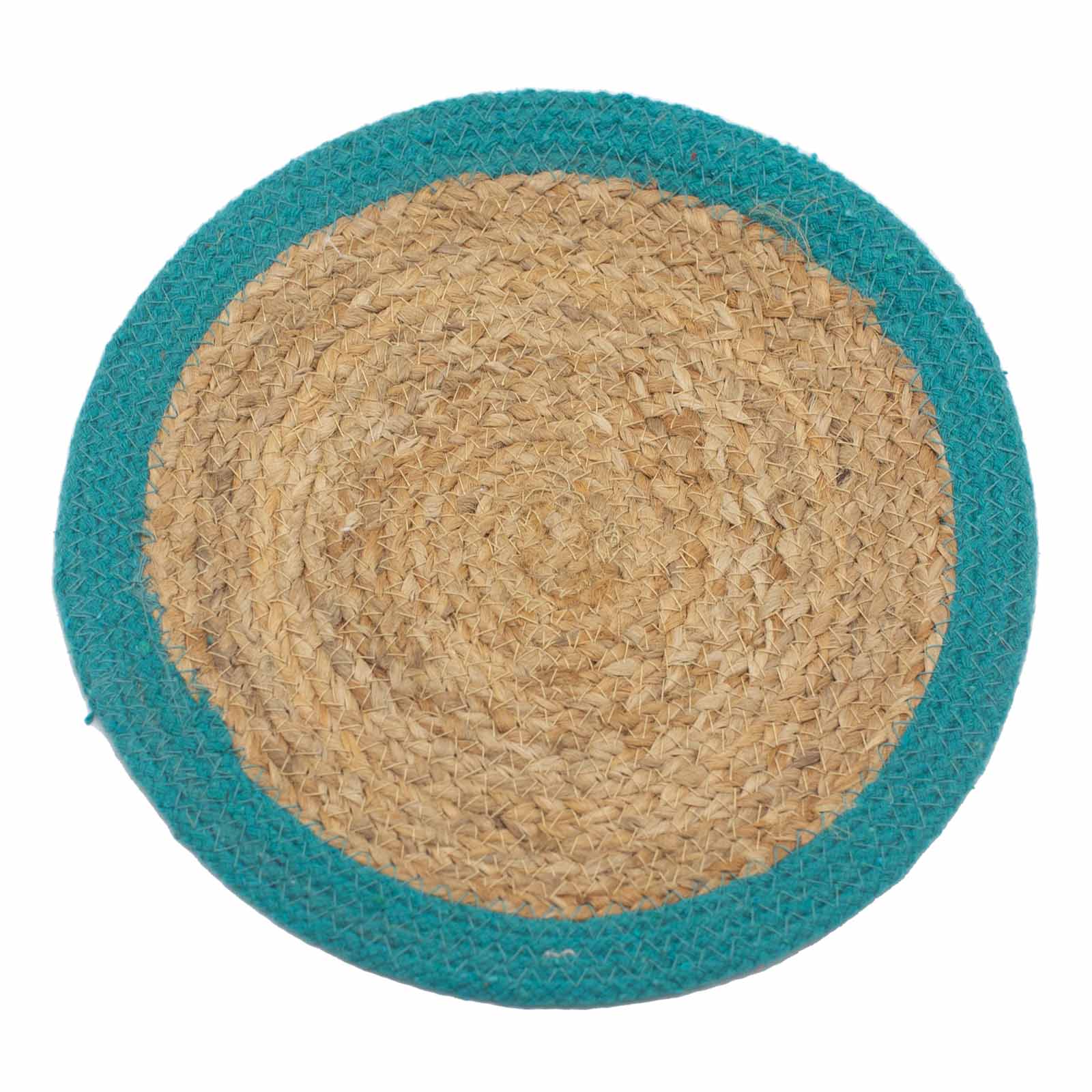 Șervet Natural - Iută și Bumbac 30cm - Bordură Turcoaz 3 Șervet Natural - Iută și Bumbac 30cm - Bordură Turcoaz