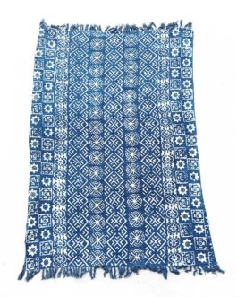 Cuvertură Indigo Realizată Manual – 170x120cm – Dungi Desi