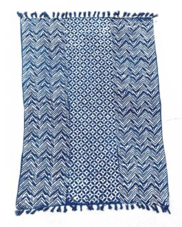 Cuvertură Indigo Realizată Manual – 170x120cm – Valurile Namoona