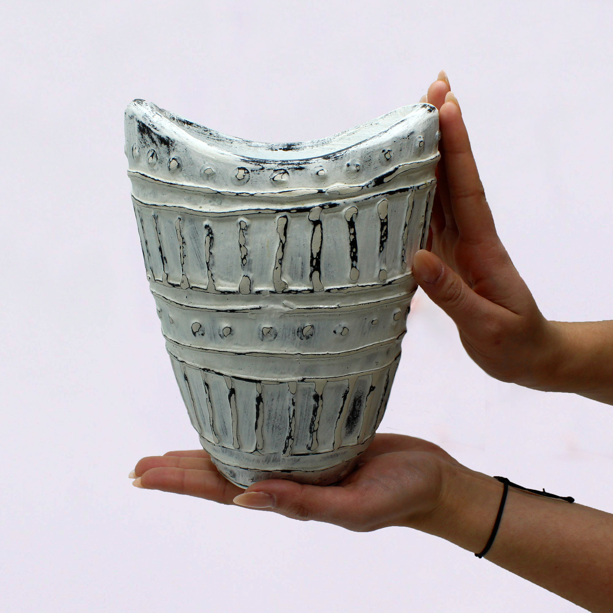 Vază în formă de gât larg - crem 22cm 5 Vază în formă de gât larg - crem 22cm - imagine 3