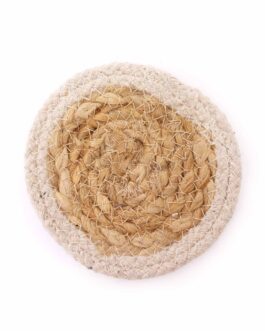 Coaster Natural – Iuta & Bumbac 10cm (set de 4) – Border Ivory