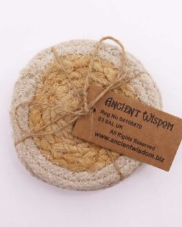 Coaster Natural – Iuta & Bumbac 10cm (set de 4) – Border Ivory