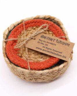 Coaster natural – Iuta & Bumbac 10cm (set de 6) Culori mixte in cos