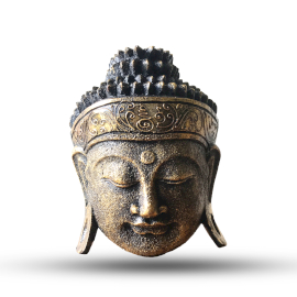 Decoratiune pentru casa Cap de Buddha - 25cm - Finisaj auriu lucios