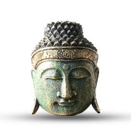 Decorațiune pentru casă Cap de Buddha - 25cm - Finisaj verde strălucitor