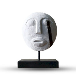 Mască Decorativă Tribală Timor – Albă 27x20cm