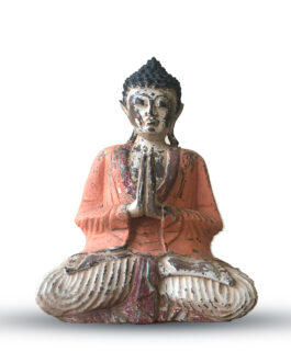 Statuie Buddha sculptată manual portocaliu vintage – 30 cm – Bun venit
