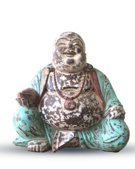 Statuie Buddha sculptată manual din mentă vintage – 40cm – Buddha fericit