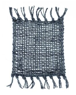 Set de 4 Coaster natural cu franjuri din iarbă de mare – cărbune