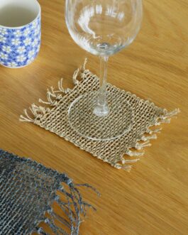 Set de 4 Coaster natural cu franjuri din iarbă de mare – natural