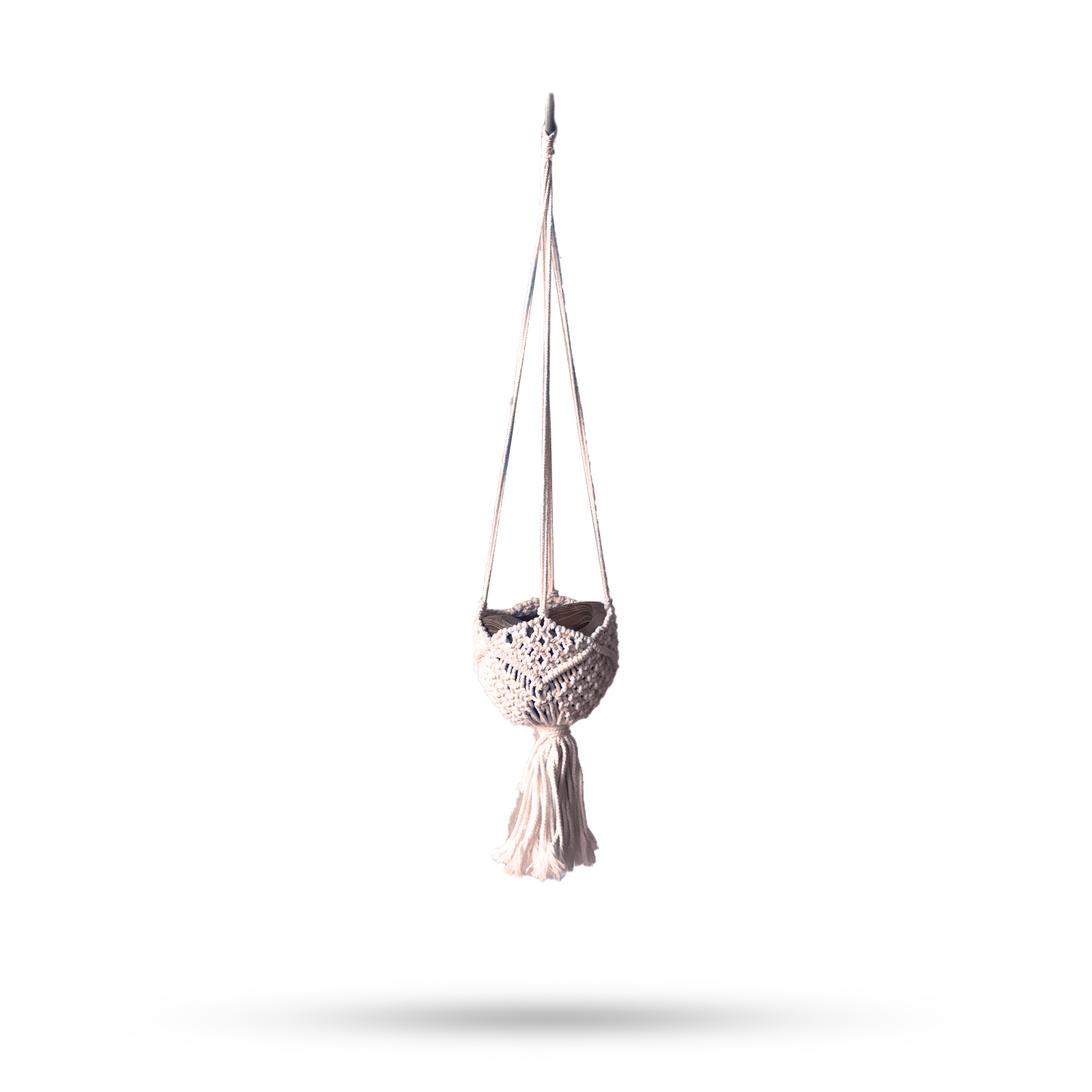 Suport Decorativ pentru Ghivece Suspendate din Macrame - Bej