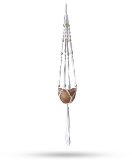 Suport pentru Ghivece Suspendate din Macrame cu Mărgele – Natural 1m