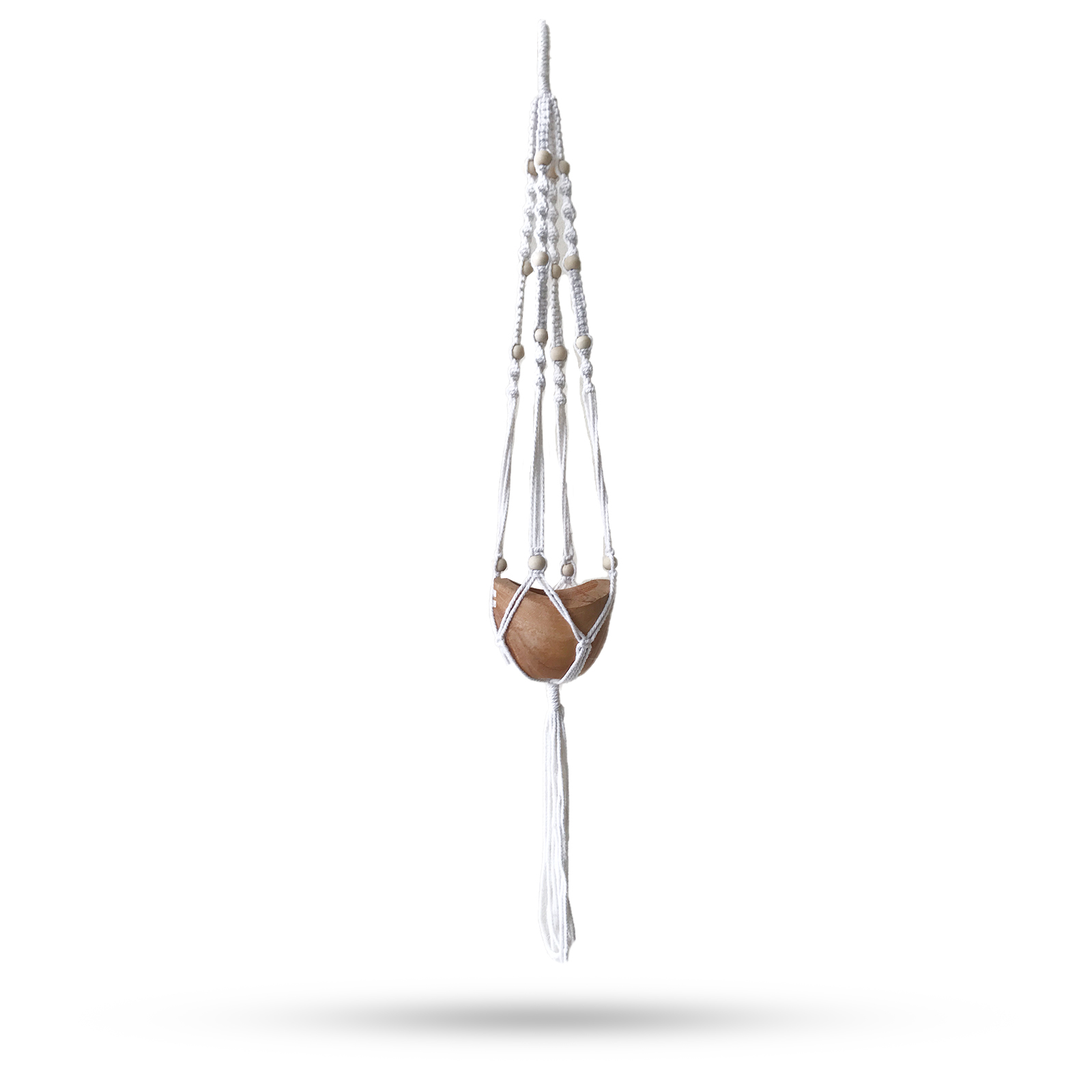 Suport pentru Ghivece Suspendate din Macrame cu Mărgele - Natural 1m