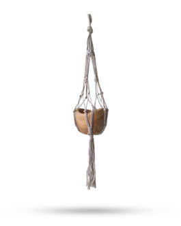 Suport pentru Ghivece Suspendate din Macrame Mic – Bej – 75cm