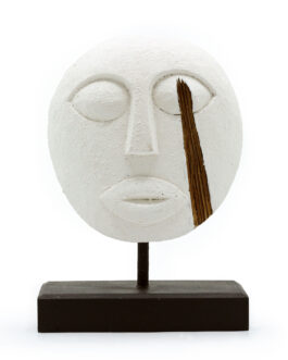 Mască Decorativă Tribală Timor – Albă 27x20cm