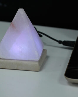 Lampă USB de Sare Albă Multicoloră- Piramidă 9 cm