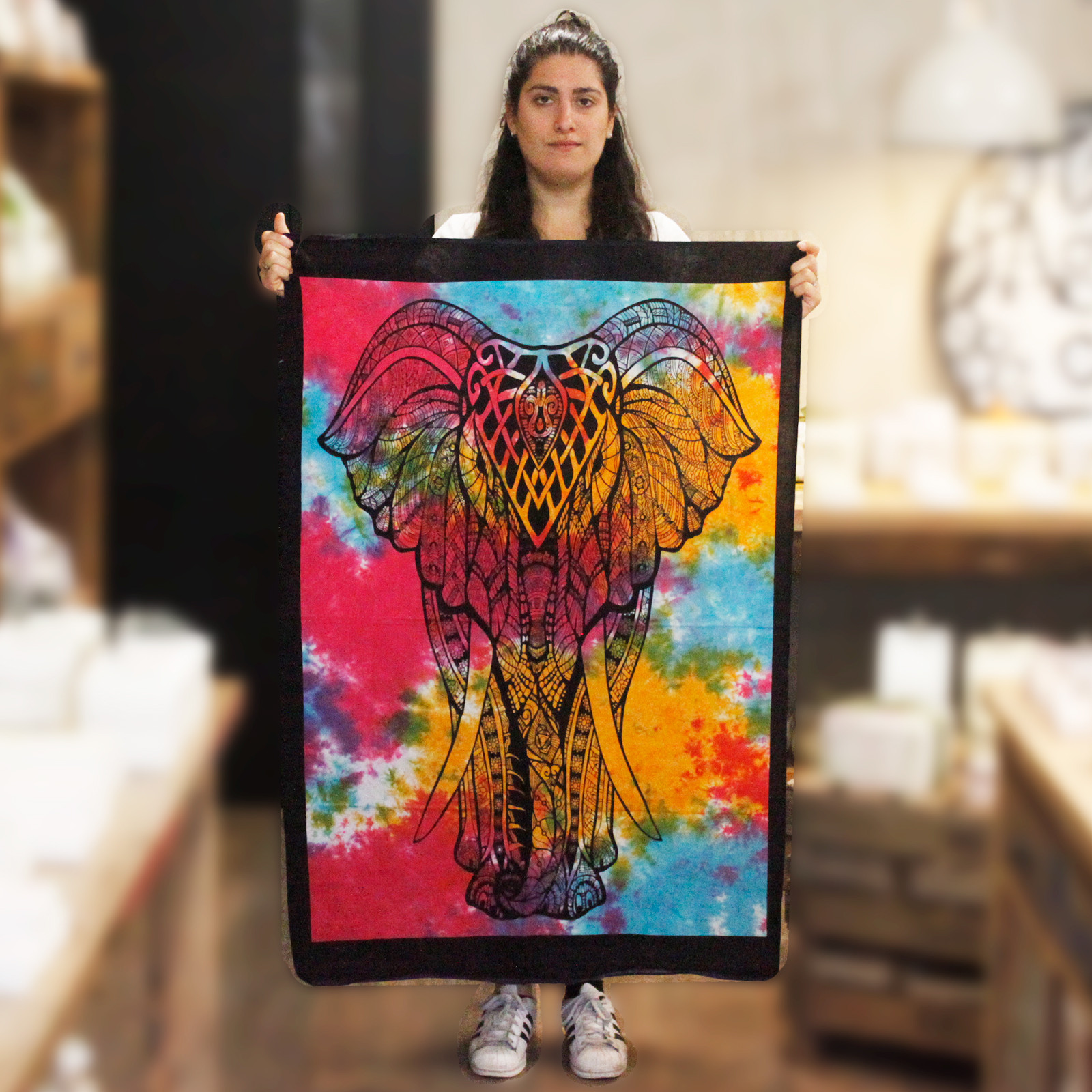 Artă de perete din bumbac - Elefant 4 Artă de perete din bumbac - Elefant - imagine 2