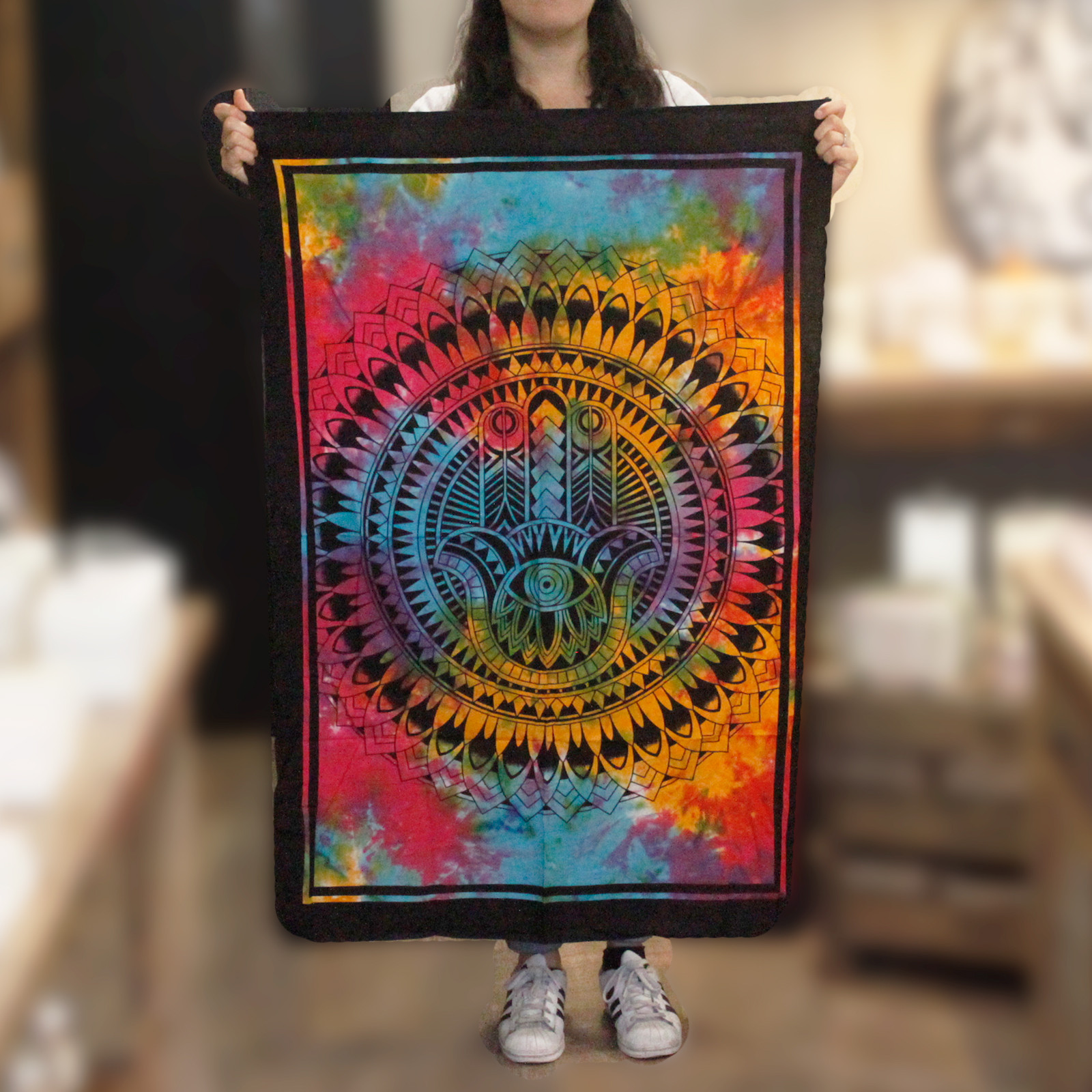 Artă de perete din bumbac - Mâna Hamsa 4 Artă de perete din bumbac - Mâna Hamsa - imagine 2
