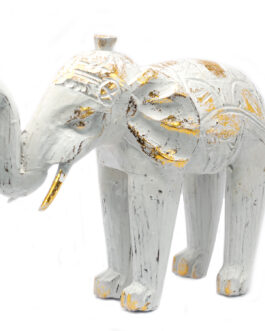 Elefant sculptat în lemn – aur alb
