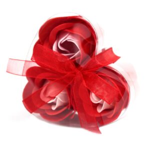 Set 3 Cutie Inimă Floare De Săpun - Trandafiri Roșii