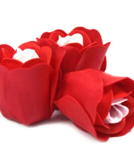 Set 3 Cutie Inimă Floare De Săpun – Trandafiri Roșii