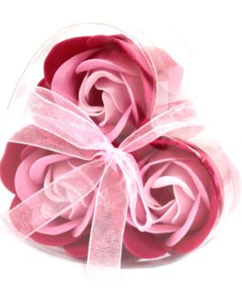 Set 3 Cutie Inimă Floare De Săpun – Trandafiri Roz