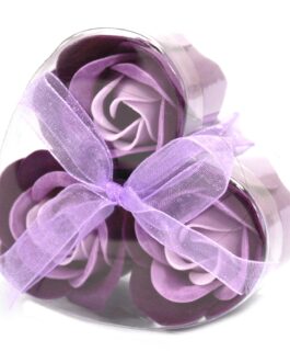 Set de 3 Cutie Inimă Floare De Săpun – Trandafiri Lavandă