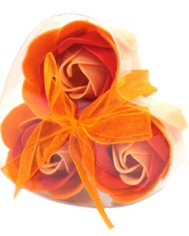 Set de 3 Cutie Inimă cu flori de săpun – Trandafiri de piersici