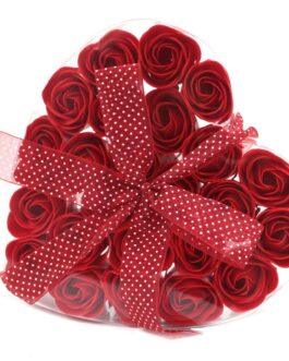 Inimă flori de săpun – trandafiri roșii – Set de 24 in cutie