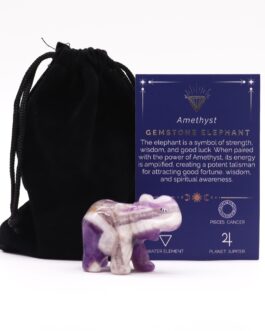Elefant Norocos din Piatră semiprețioasă – Ametist