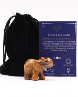 Elefant Norocos din Piatră semiprețioasă – Agat Crazy Lace