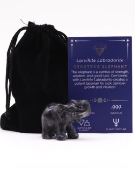 Elefant Norocos din Piatră semiprețioasă – Labradorit Larvikite