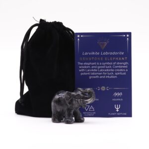 Elefant Norocos din Piatră semiprețioasă - Labradorit Larvikite