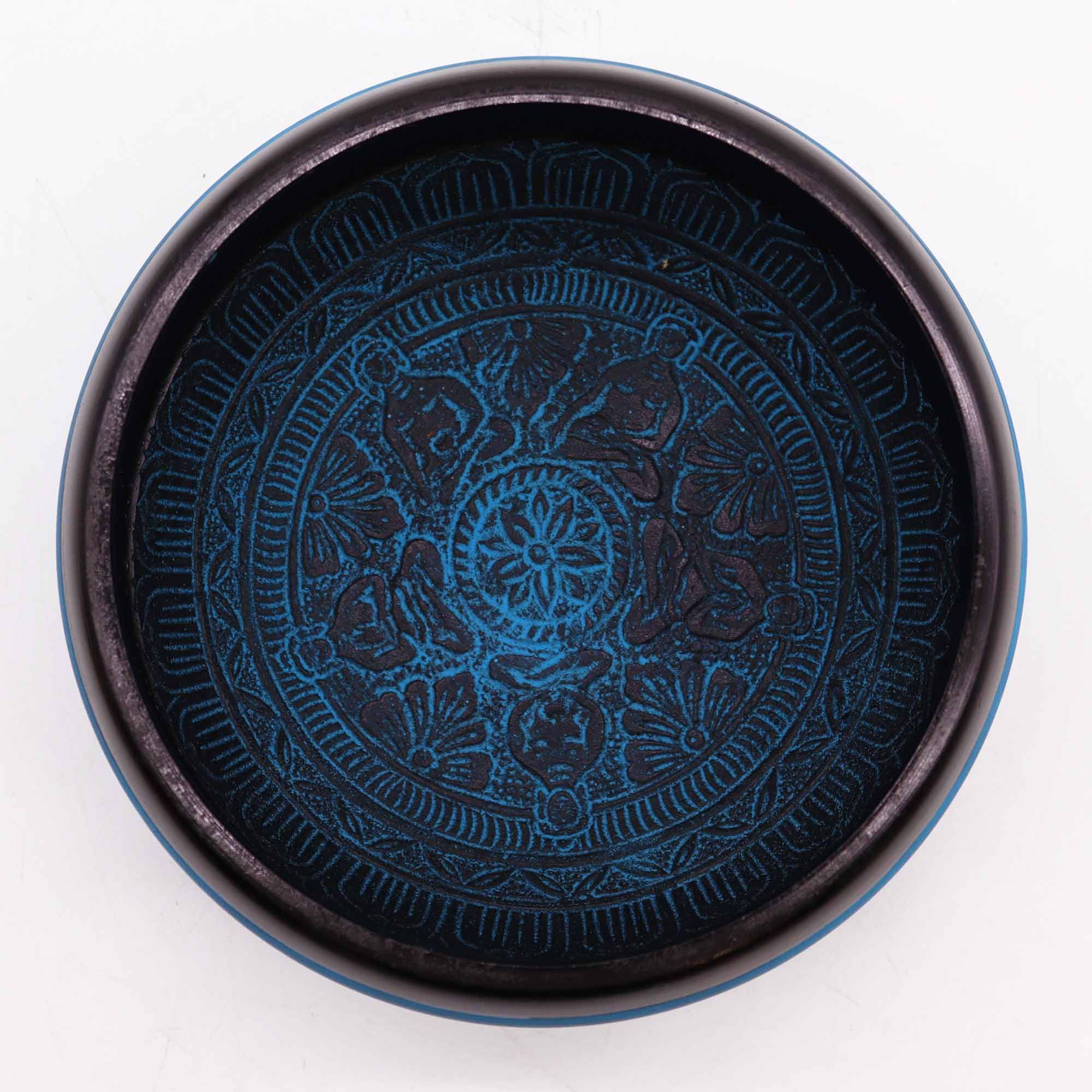 Vas Cântător din Pulbere de Pământ - Mantra Albastră a Celor Cinci Buddha - 16 cm 5 Vas Cântător din Pulbere de Pământ - Mantra Albastră a Celor Cinci Buddha - 16 cm - imagine 3